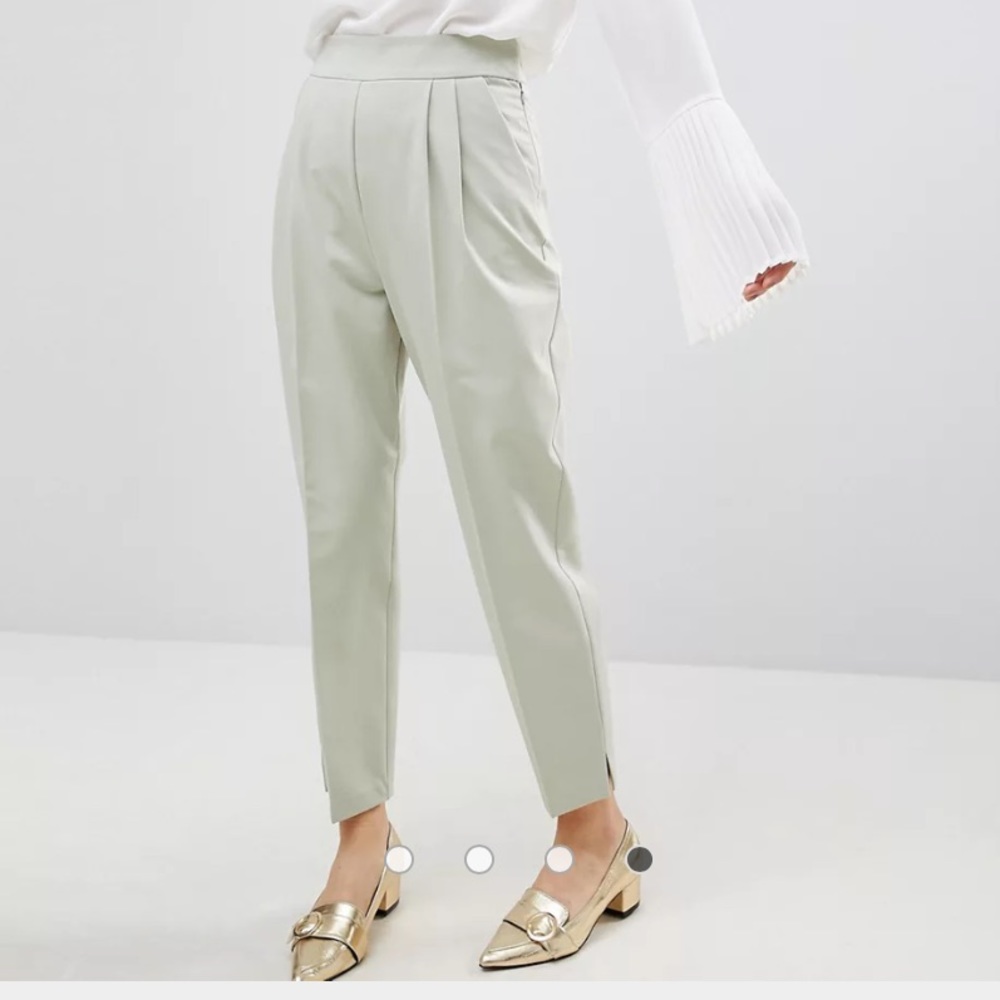 ASOS Light Green Pleated Ankle Trousers NWT Size 6